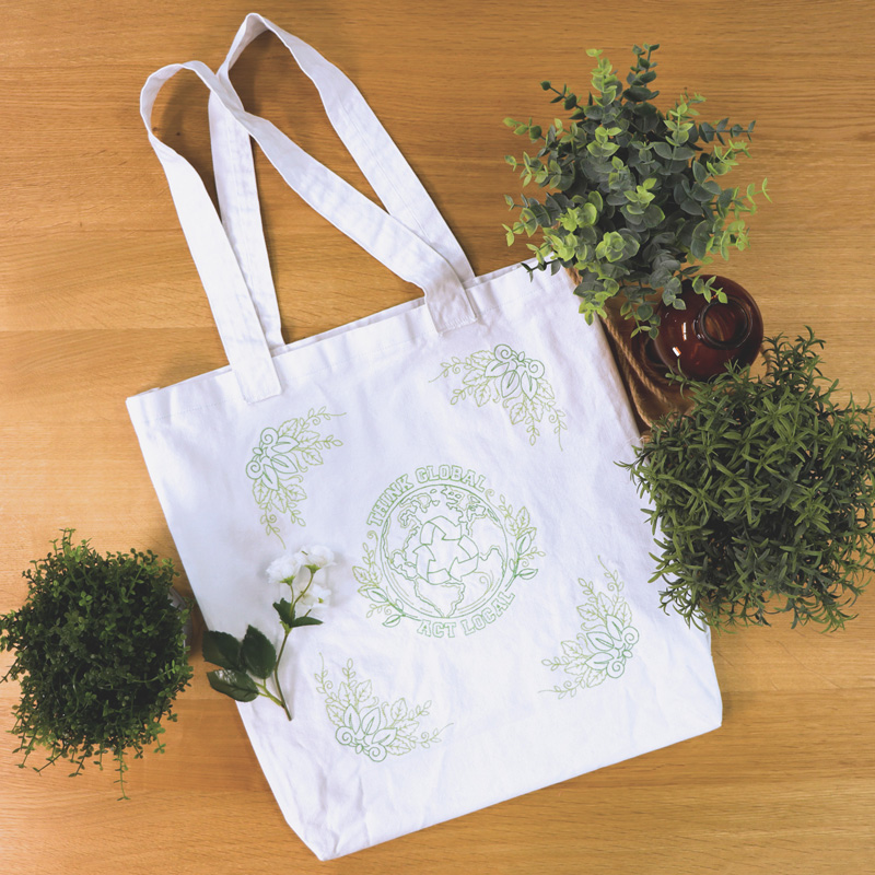 reusable tote bag machine embroidery project
