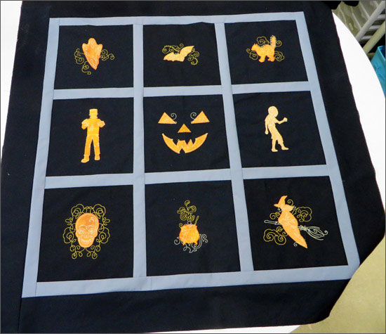 Halloween Couture machine embroidery quilt project
