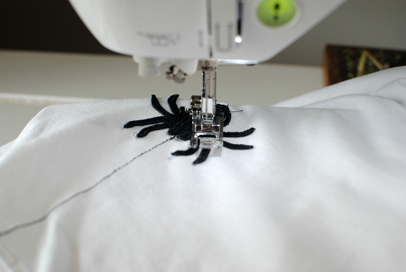 Black Widow t-shirt machine embroidery project