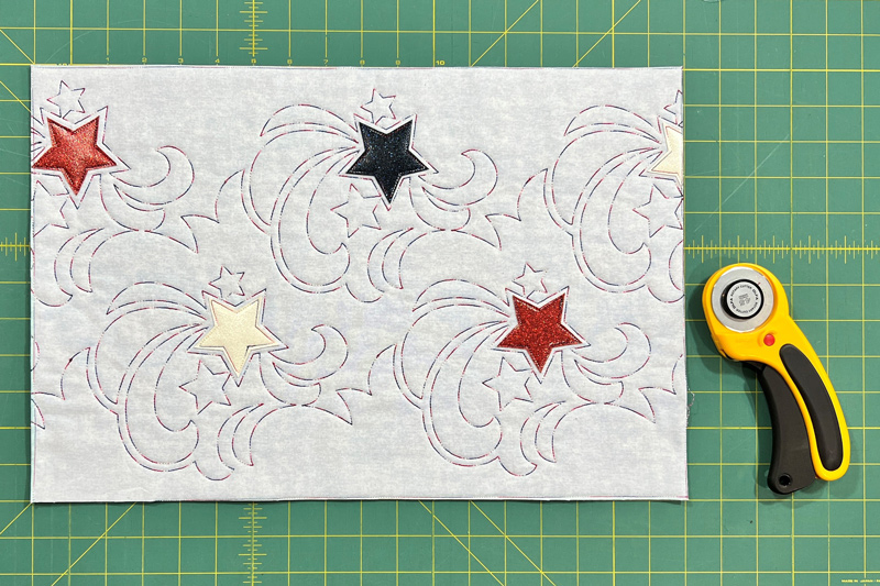 Stars & Stripes Quilted Placemats cut edges of placemat