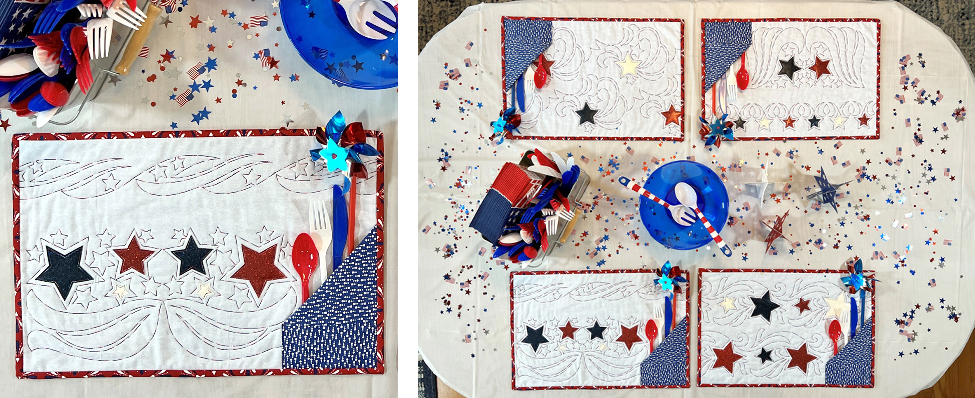 Stars & Stripes Quilted Placemats Machine Embroidery Tutorial